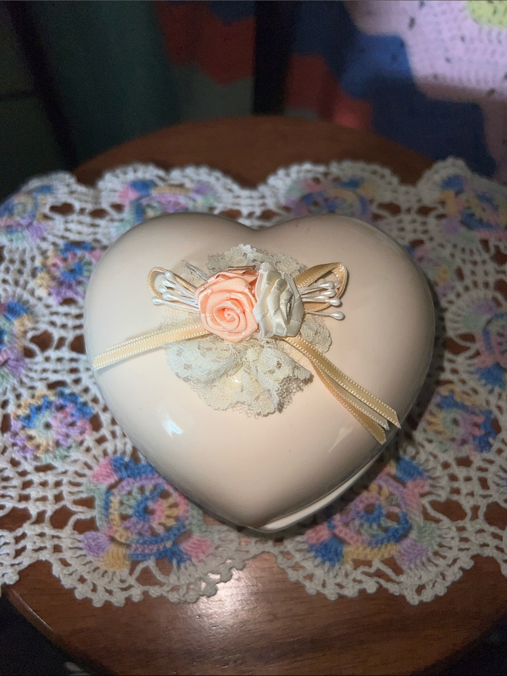 Vintage Heart Shaped Candy trinket box